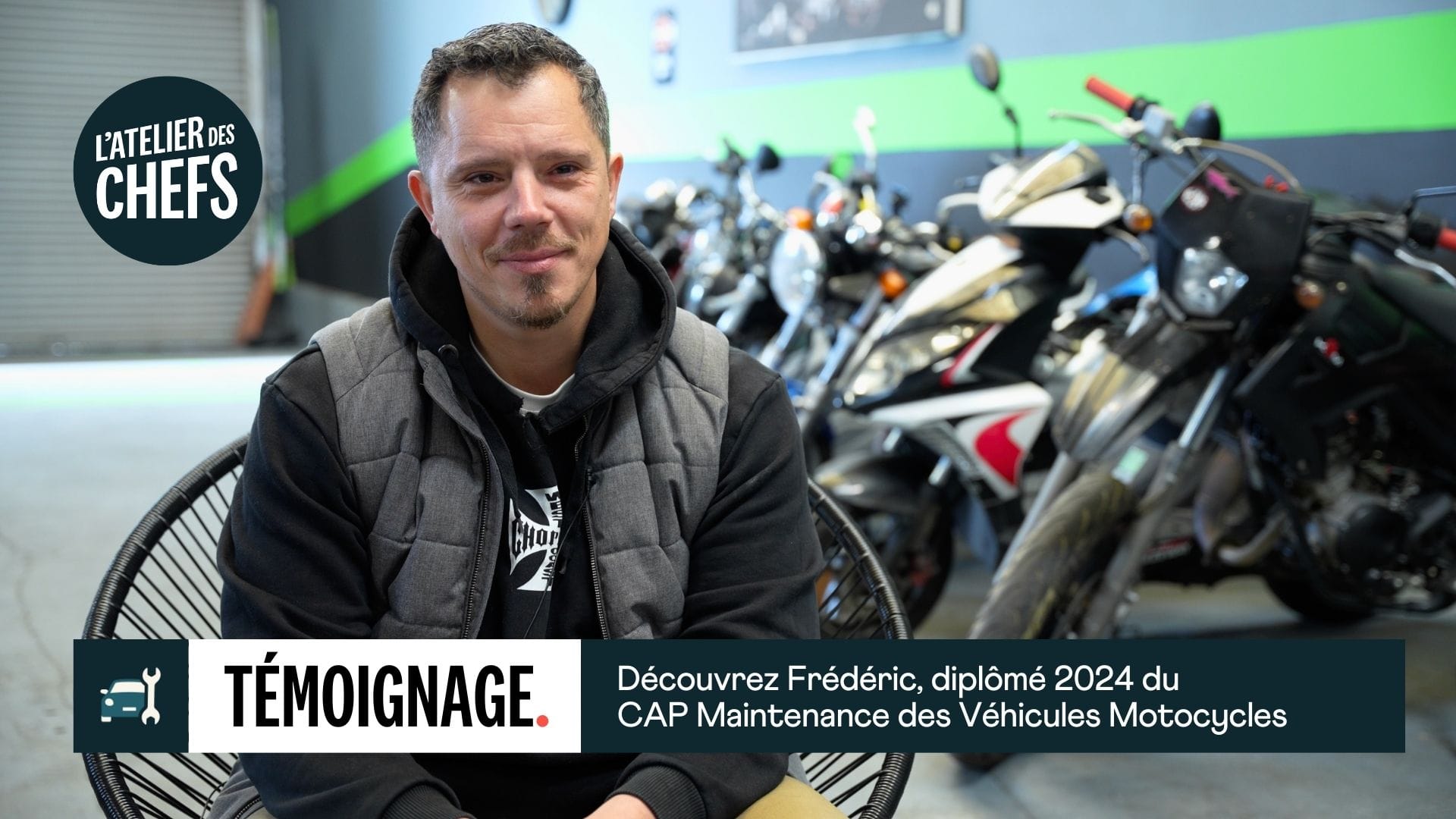 A la rencontre de Frédéric, diplômé du CAP MVC 2024 et gérant du garage moto Custom Clear Motors
